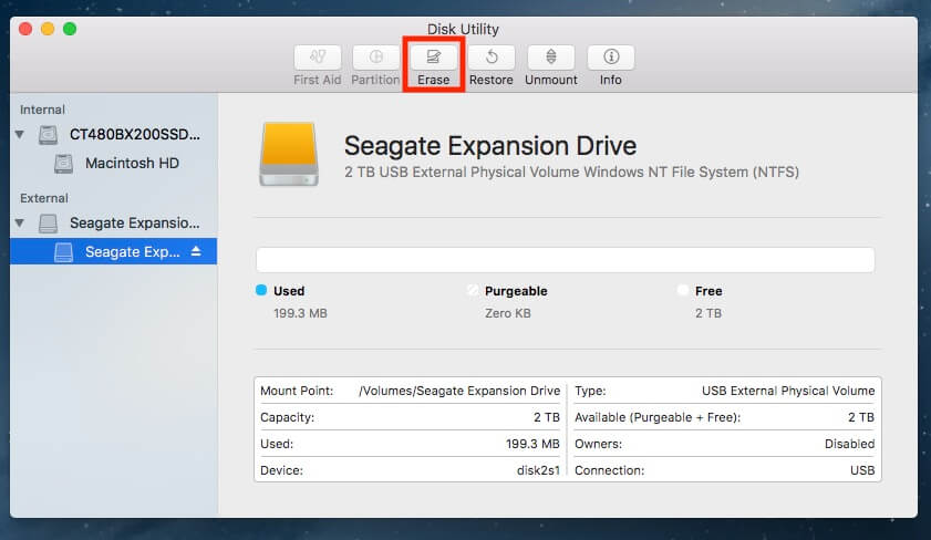configure external hard drive for mac os sierra
